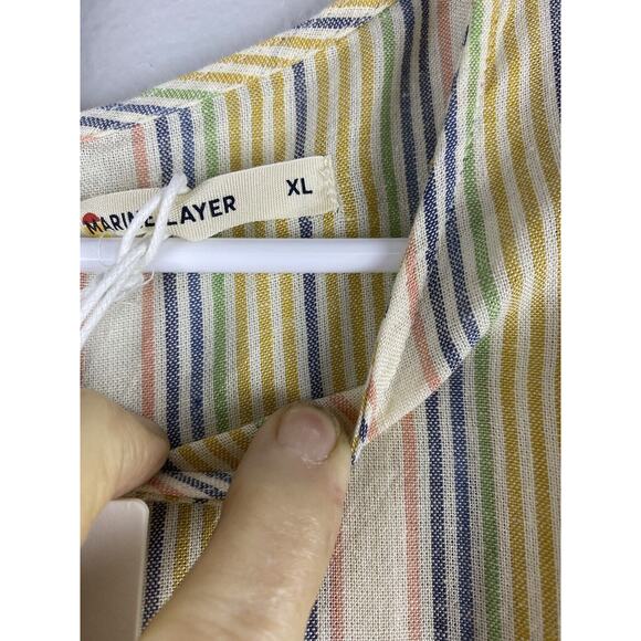 Marine Layer Linen Laney Mini Dress Beachy Stripe XL Removable Braided Belt - Picture 5 of 9